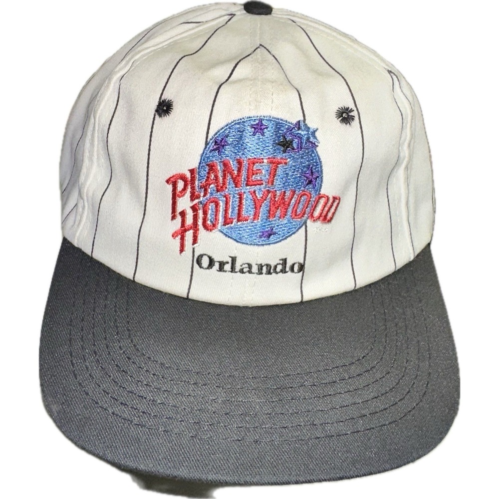 Vintage Planet Hollywood‎ Pinstripe SnapBack Hat Cap Orlando Theme Park